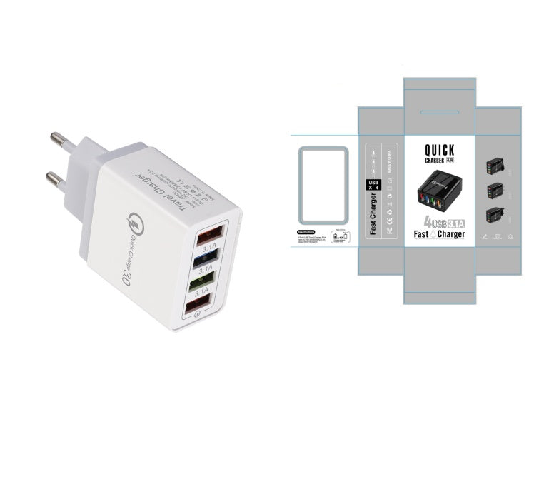 USB Charger Quick Charge 3.0 4 Phone Adapter Electronics DealSniper.net EU Grey and box Q1pc
