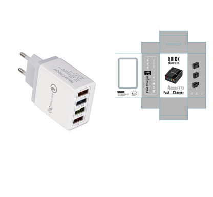 USB Charger Quick Charge 3.0 4 Phone Adapter Electronics DealSniper.net EU Grey and box Q1pc