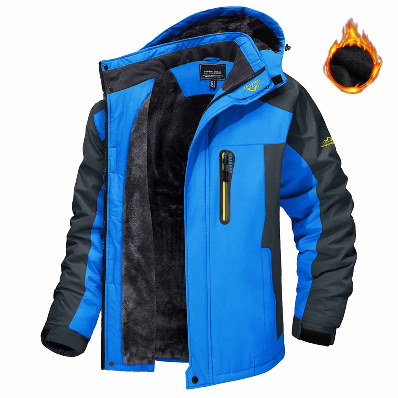 Winter Hooded Jacket Fashion Casual Warm Fleece Coat Men Gym From House Colorful Blue 5XL