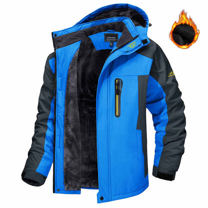 Winter Hooded Jacket Fashion Casual Warm Fleece Coat Men Gym From House Colorful Blue 5XL
