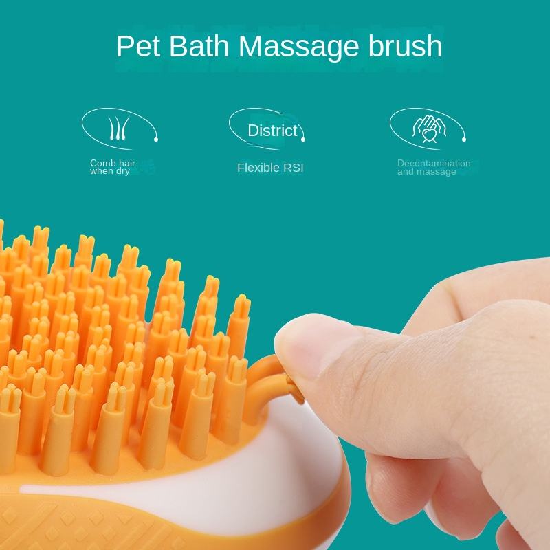 Dog Cat Bath Brush 2-in-1 Pet SPA Massage Comb Soft Silicone Pets Pets dealsniper-net