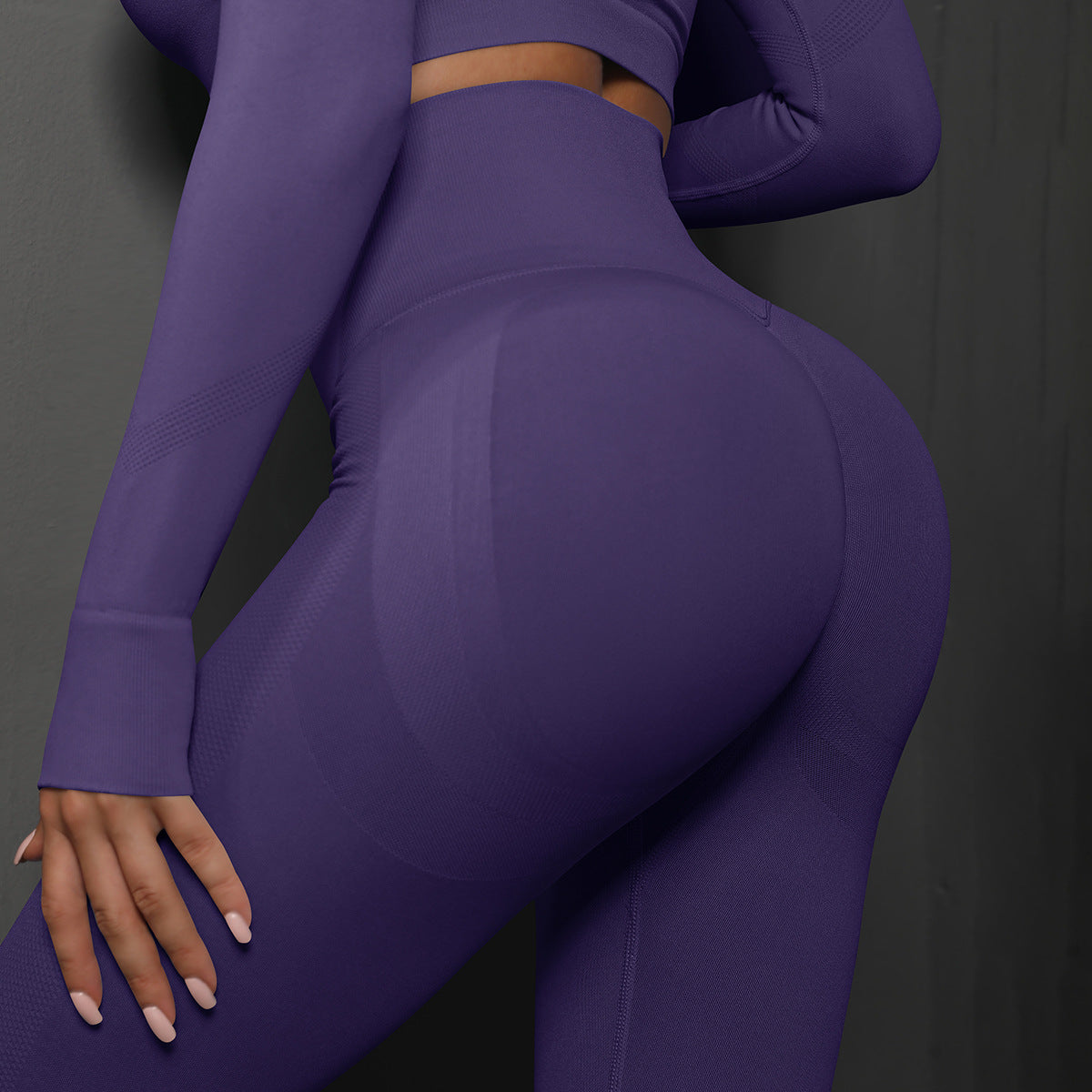 High Waist Seamless Yoga Pants Women's Solid Color Women Gym From House Dark Purple L