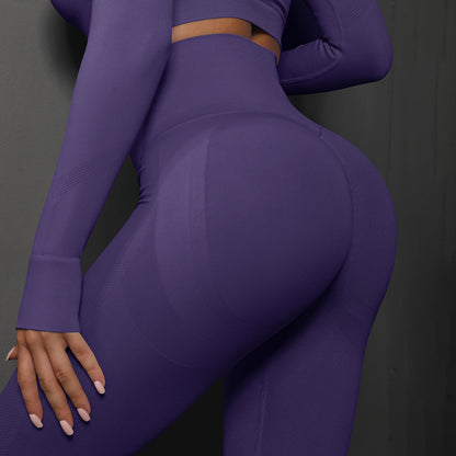 High Waist Seamless Yoga Pants Women's Solid Color Women Gym From House Dark Purple L