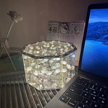 Music Box Creative Tulip Rose Octagonal Small Night Lamp Home Decor dealsniper-net Excluding Gift Bag Blue Rose