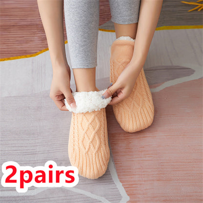 Winter Woolen Socks Women Thicken Warm Home Bedroom Socks Women dealsniper-net Apricot 35to39 2pairs