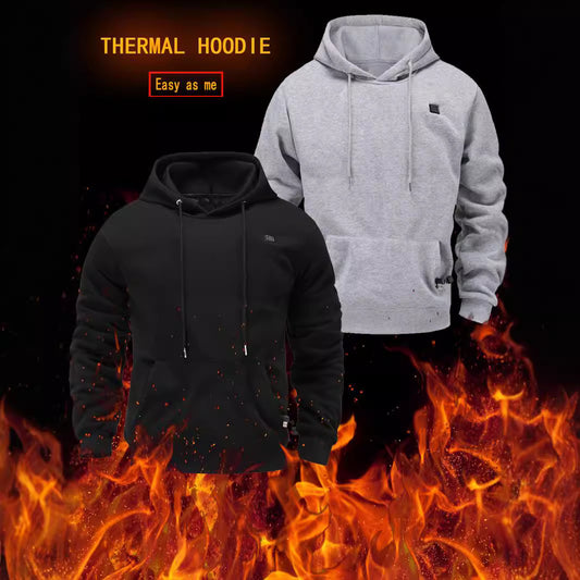 Mens Winter Fleece-Heated Hoodie With Built-In Heating Features Men Gym From House
