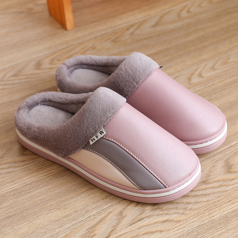 Waterproof Slippers Plush Winter Shoes Home Non-slip Bedroom Slippers Women Women DealSniper.net Purple 36to37
