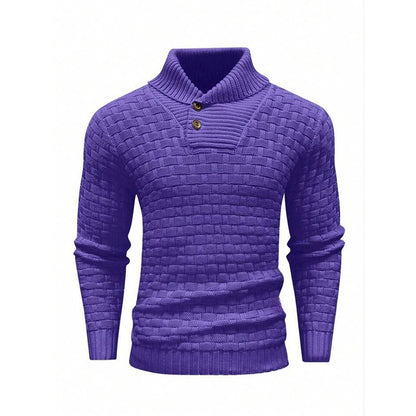 Men's Slim Turtleneck Sweater With Button Design Fashion