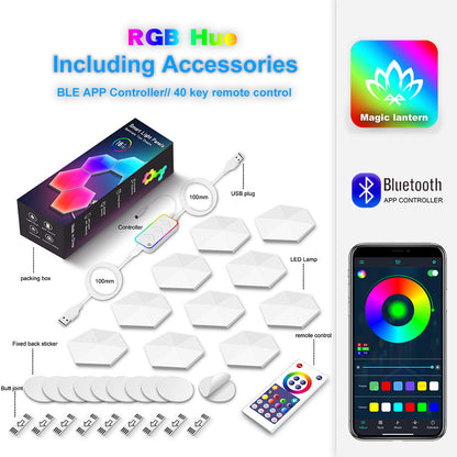 Graffiti Hexagonal Quantum Lamp Bedside Lamp Wall Lamp House DealSniper.net Bluetooth Version 10 Pack