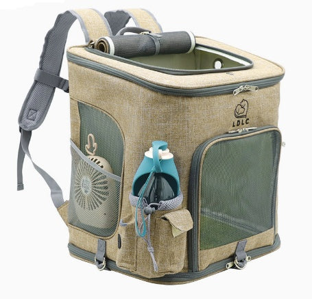 Transparent Portable Cat Backpack Pet Bag Pets Gym From House Ginger yellow Bag+ fan + kettle L