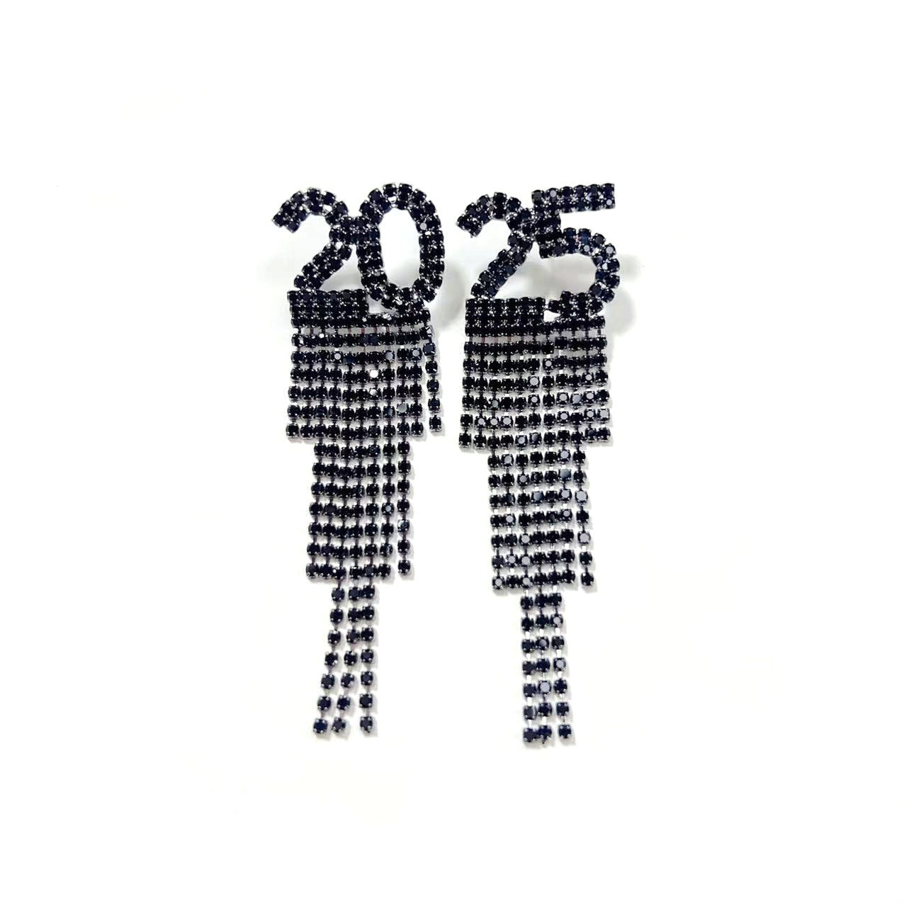 Digital Rhinestone Letter Earrings For New Year Pendant Earrings Jewelry dealsniper-net Black