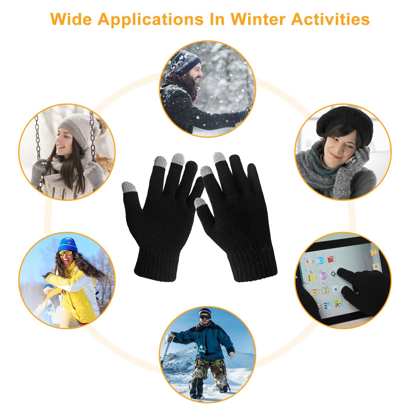 Unisex Touch Screen Gloves Full Finger Winter Warm Knitted Gloves Outdoor Gym From House