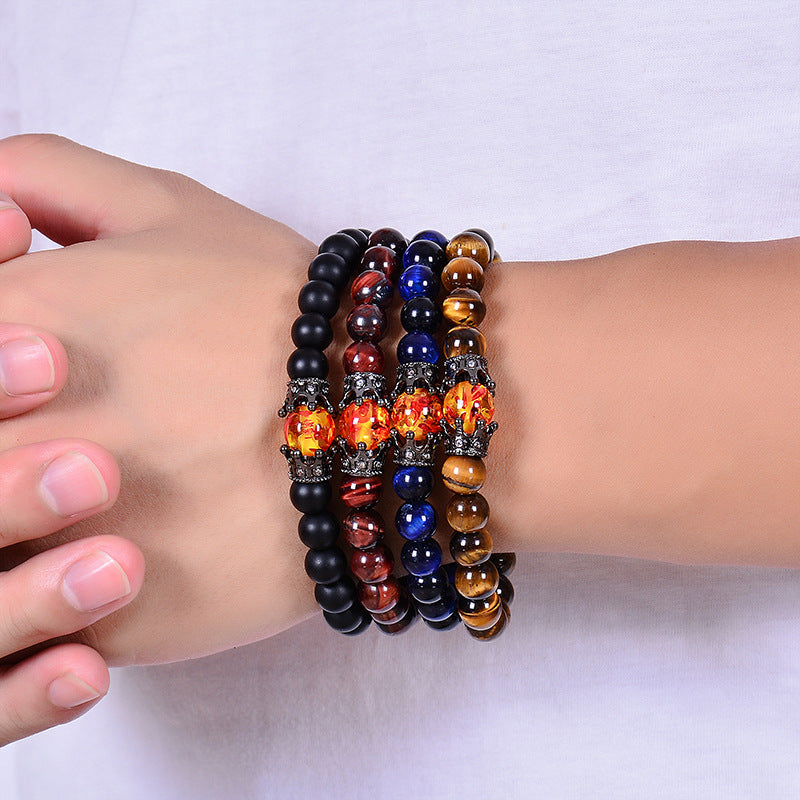 Obsidian Tiger eye White-barked Pine Vintage Bracelet Jewelry Gym From House