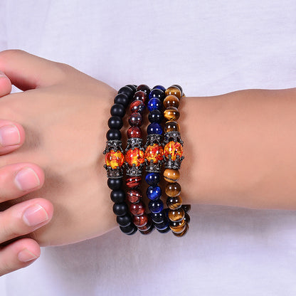 Obsidian Tiger eye White-barked Pine Vintage Bracelet Jewelry Gym From House