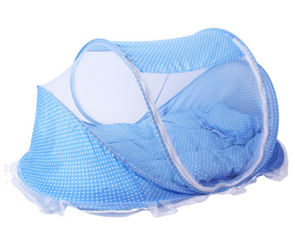 Foldable Baby Bed Net With Pillow Net 2pieces Set Kids DealSniper.net Blue