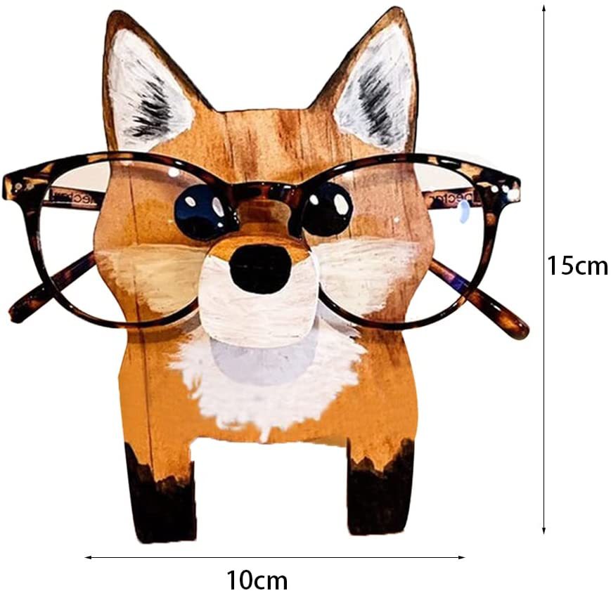 Animal Spectacle Frame Wooden Fox Glasses Storage Holder Deals dealsniper-net Light Brown