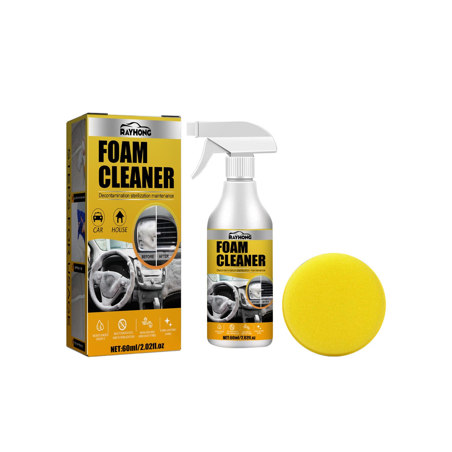 Car Interior Wash-free Decontamination Foamed Cleaner