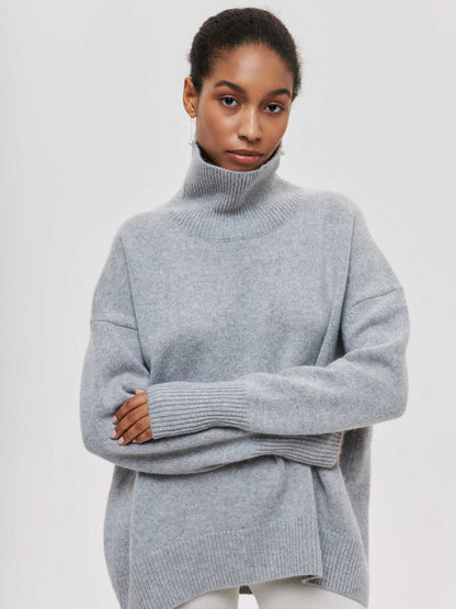 Winter Turtleneck Sweater Ins Solid Color Long Sleeve Pullover Women null Silver Gray 2XL