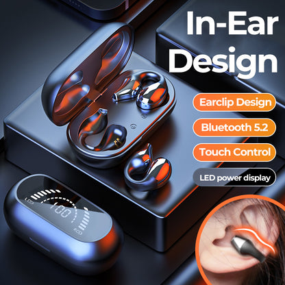 Ear Clip Bone Conduction Headphone Bluetooth Wireless Earphone