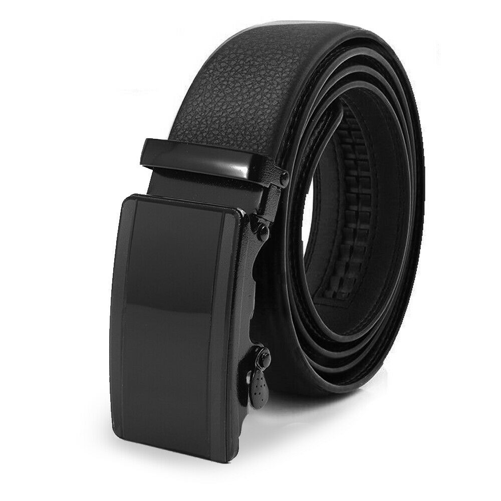 Microfiber Leather Belt For Men BLACK Ratchet Belt Automatic Buckle Closure USA Men dealsniper-net