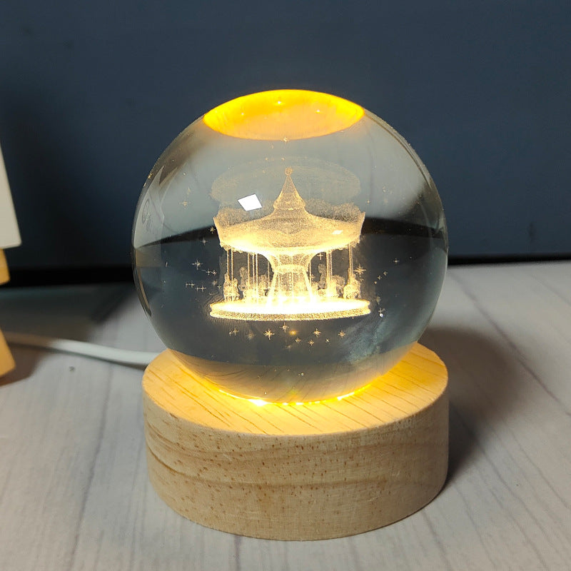 Usb Plug-in Luminous Crystal Ball Night Light Home Decor Gym From House Carousel Usb Plug In