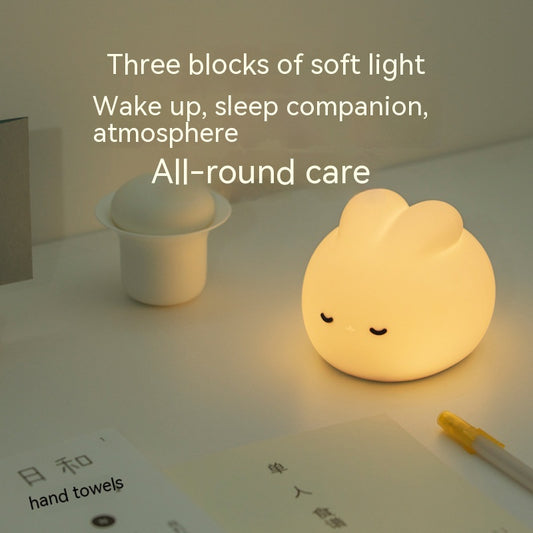 Simple Children Get Up Rabbit Silicone Sleeping USB Charging Night Light Home Decor Gym From House