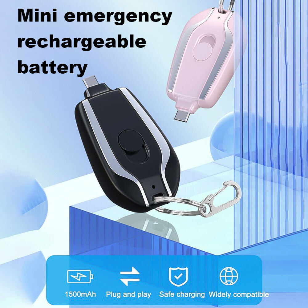 1500mAh Mini Power Emergency Pod Keychain Charger Gadgets dealsniper-net