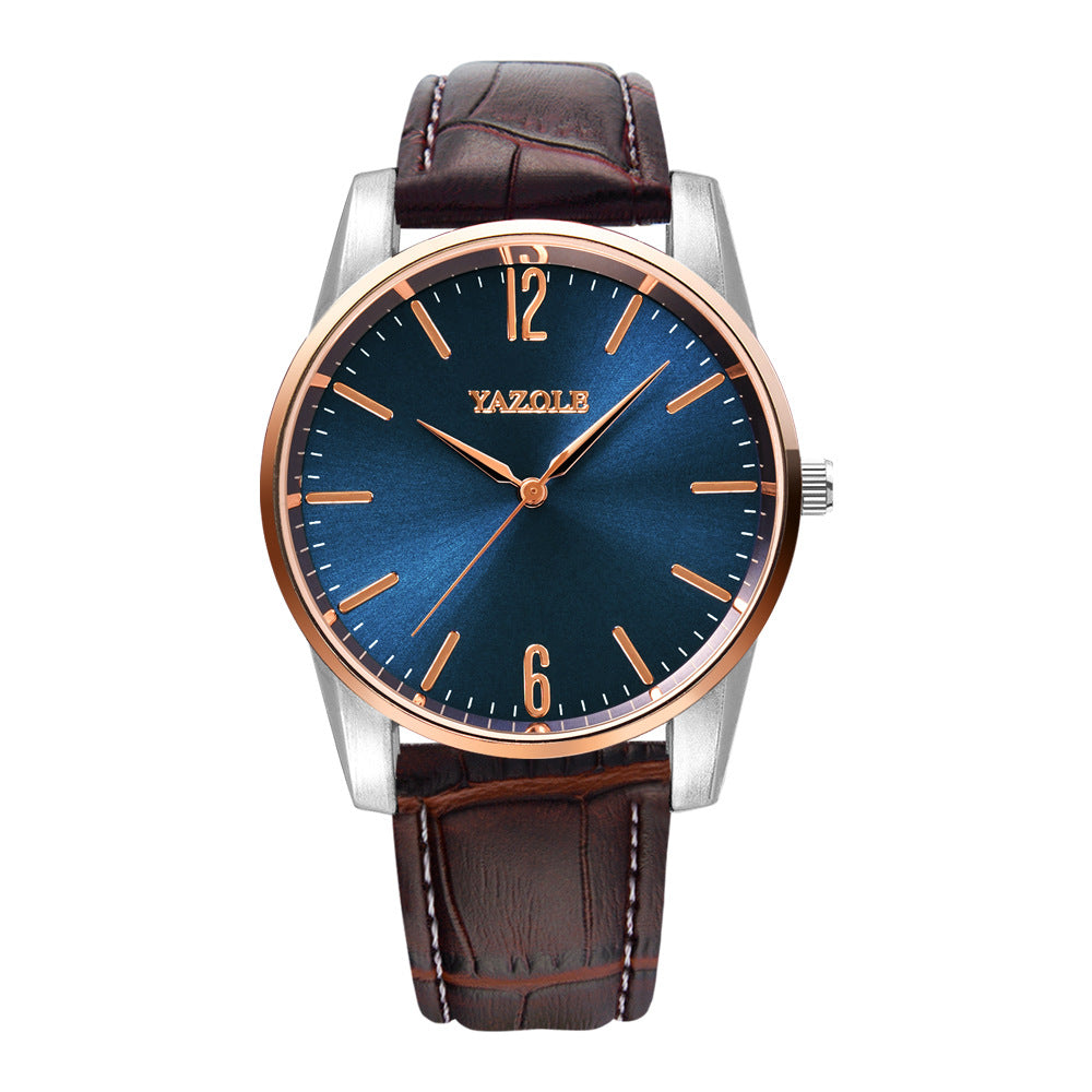 Men's Fashion Belt Quartz Watch Jewelry DealSniper.net 542 Blue Plate Brown Belt