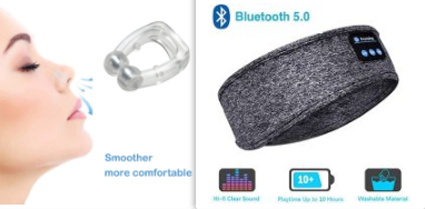 Wireless Bluetooth Sleeping Headphones Headband Thin Soft Elastic Comfortable Music Ear Phones Eye Mask For Side Sleeper Sports Sports DealSniper.net Grey set