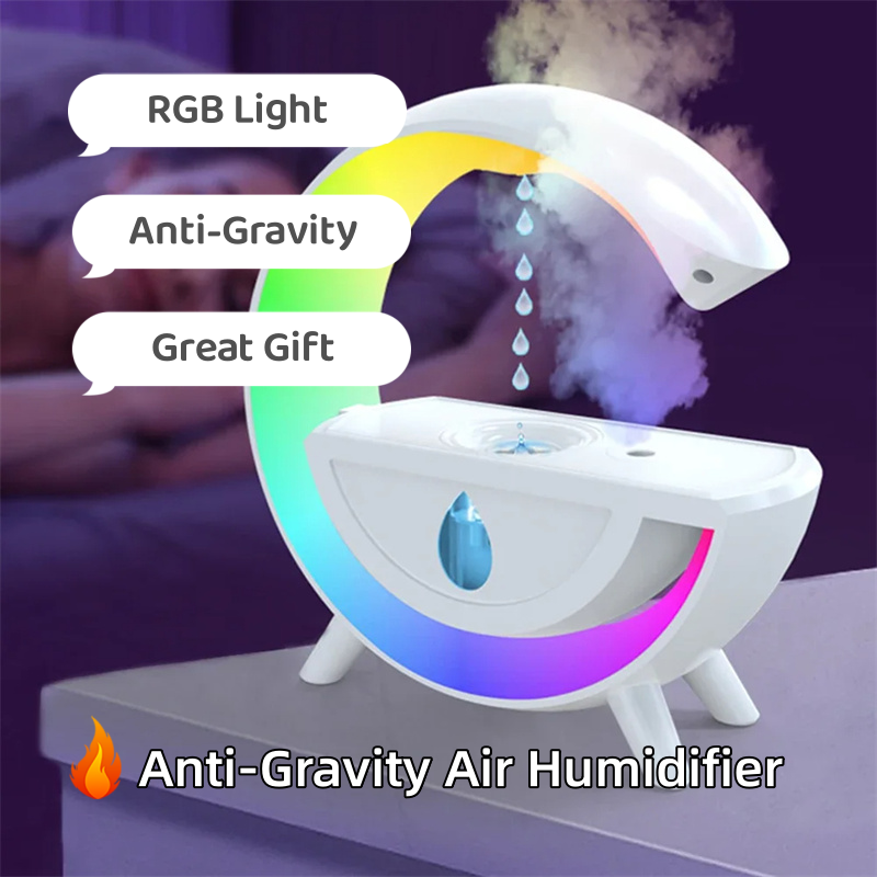 RGB Night Light Water Droplet Sprayer Anti-Gravity Air Humidifier 350ml Creative Home Office Mist Maker Diffuser Christmas Gift House dealsniper-net