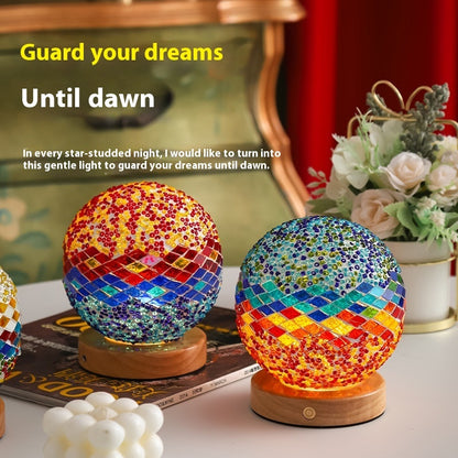 Mediterranean Small Night Lamp Creative Mosaic Glass Decorative Lamp Home Decor Gym From House