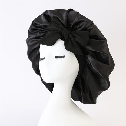 New Silk Bonnet For Sleeping Women Satin Bonnet Hair Bonnet Beauty dealsniper-net Black