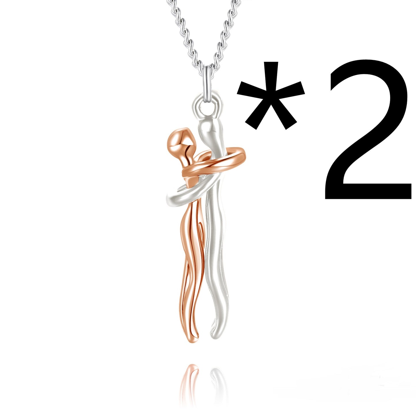 Affectionate Hug Necklace Couples Gift Fashion Pendant Necklace Jewelry dealsniper-net 2pcs Rose Gold L