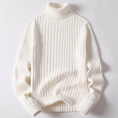 Turtleneck Sweater Men Women Ins Fashion Solid Striped Men DealSniper.net White 2XL