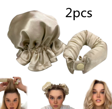 New Heatless Curl Stick With Cloth Cover Cute Ball Head Women dealsniper-net Beige2pcs