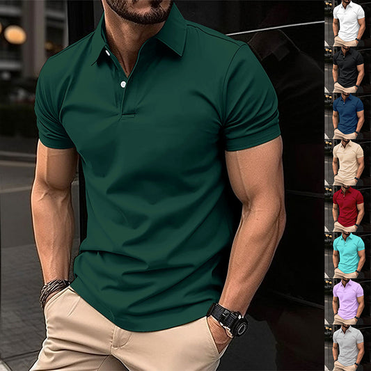 Summer Short Sleeve Polo Shirt Men Solid Color Men dealsniper-net