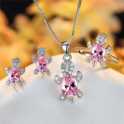 Fashion Oval Zircon Pendant Turtle Shape Necklaces Jewelry Gym From House Pink number 10