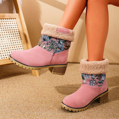 Flowers Embroidered Snow Boots Ethnic Style Platform