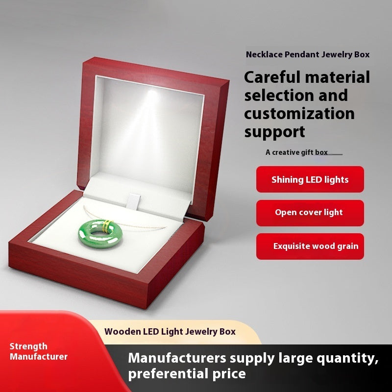 High-end Wooden Box Jewelry LED Light Packaging Jewelry DealSniper.net
