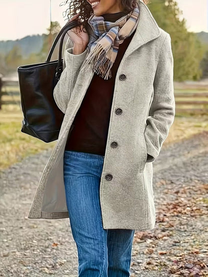 Winter Single-breasted Lapel Coat Fashion Commuter Women null Apricot 2XL