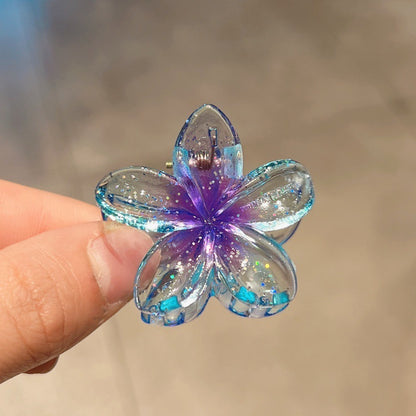 High Sense Plumeria Rubra Seaside Holiday Barrettes Beauty DealSniper.net 3 Transparent Glitter Purple 1PC
