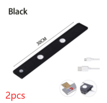 USB LED Night Light Motion Sensor Wireless Thin LED Home DealSniper.net Black 30cm 2PCS