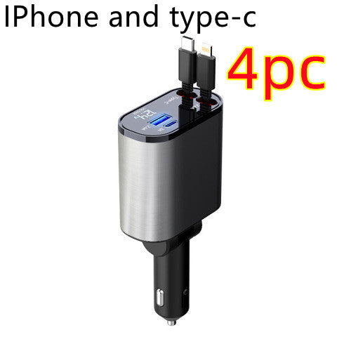 Metal Car Charger 100W Super Fast Charging Car Cigarette Vehicle DealSniper.net Metal Silver Gray4pcs 100W