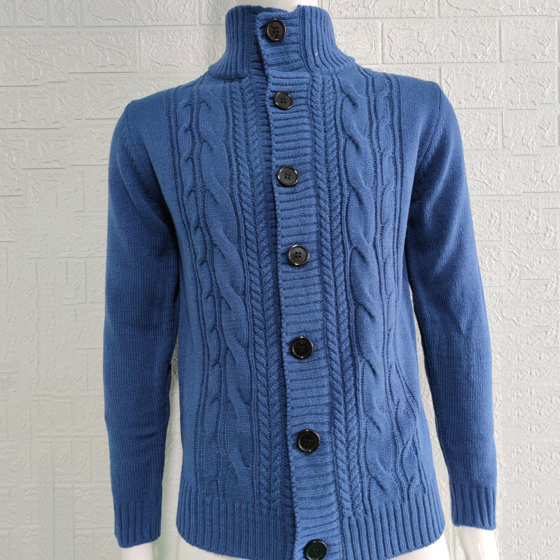 Men's Stand Collar Sweater Knit Button Cardigan Tops Men's Clothing Men dealsniper-net