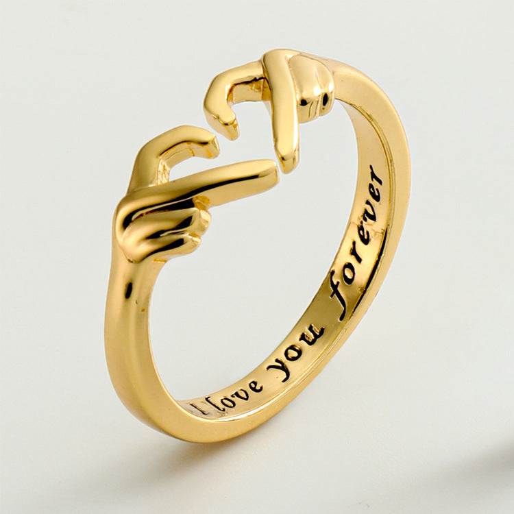 Romantic Heart Hand Hug Fashion Ring For Women Couple Jewelry Gifts