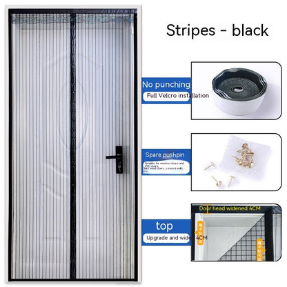 Decorative Magnetic Magic Door Curtain Stickers Punch-free Household House DealSniper.net Black Stripe 110x210CM