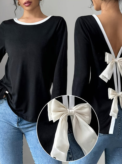 Women's Trendy Round Neck Two-Piece Illusionknit T-Shirt Women Gym From House