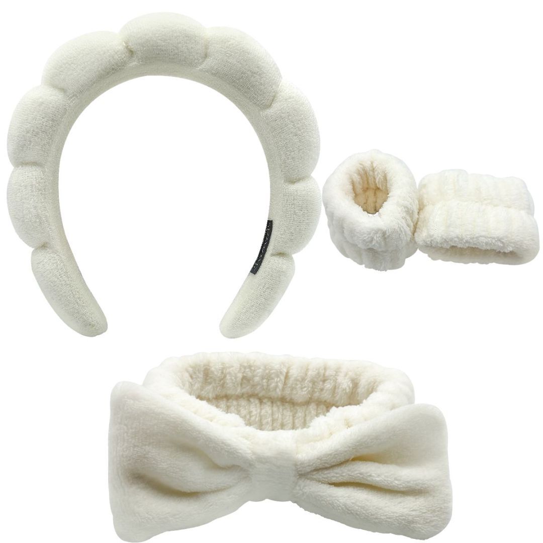 Hairband Bracelet Head Buckle Four-piece Set Beige Beauty DealSniper.net Beige