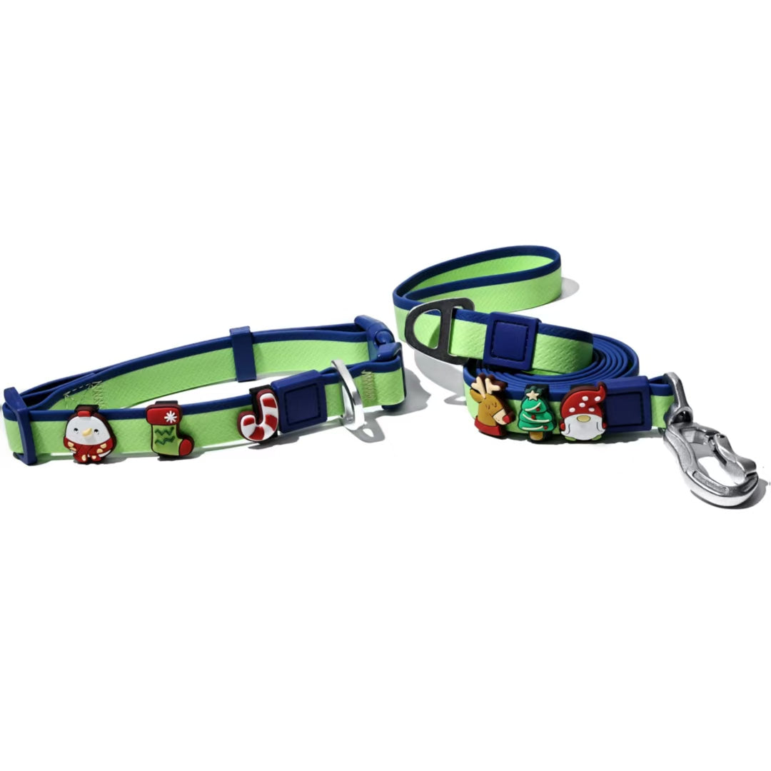 The New Dual-Color Embossed Pet Leash Set Pets dealsniper-net Green 15mm