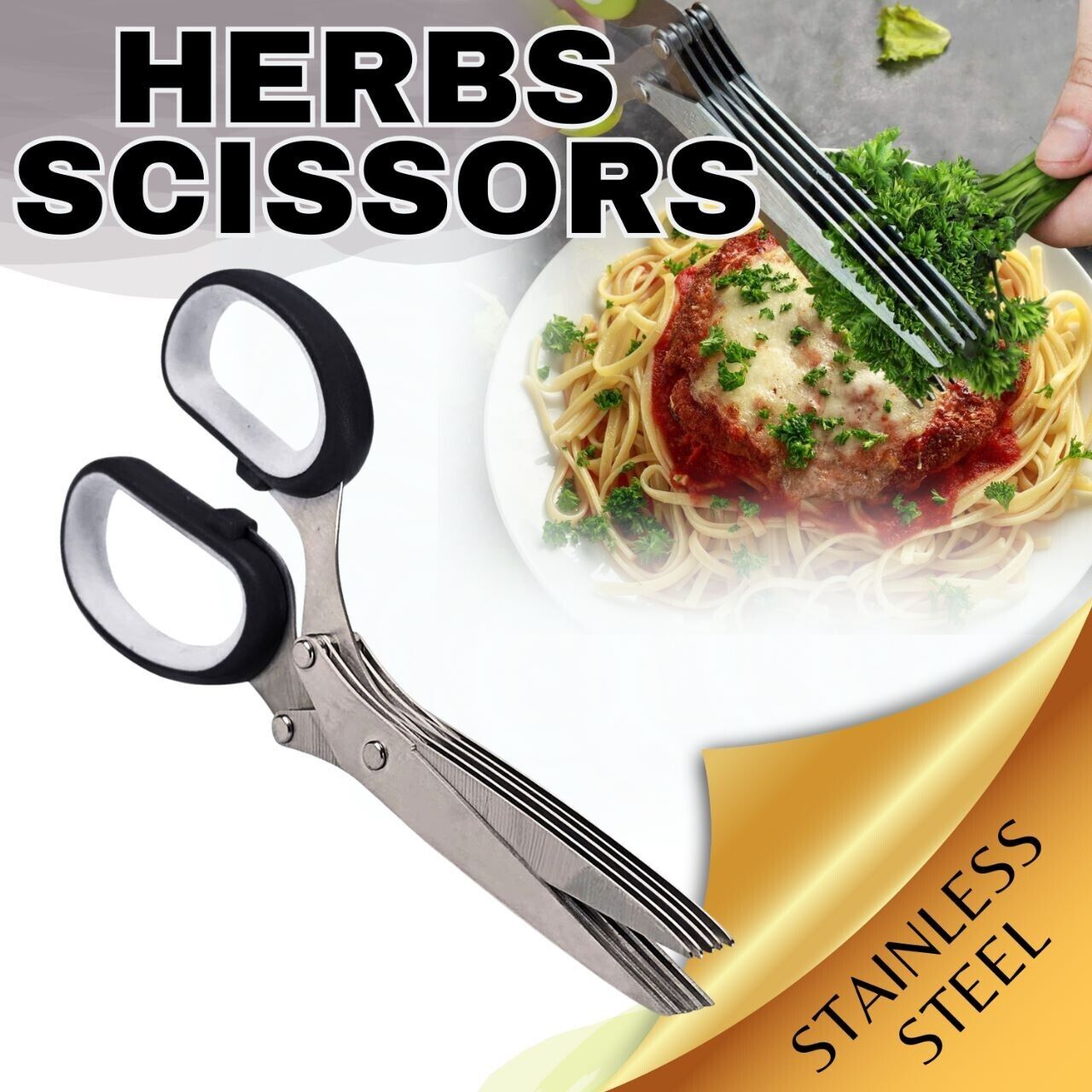 Herb Scissors With Multi Blades Stainless Steel Fast Cutting Shear Kitchen Tool Kitchen dealsniper-net